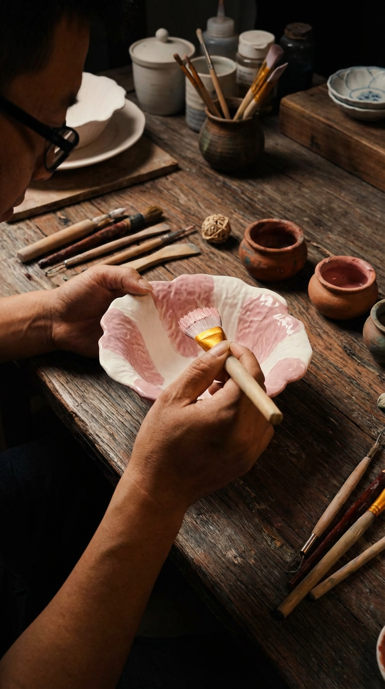 Craft painting process behind HongDian ceramics