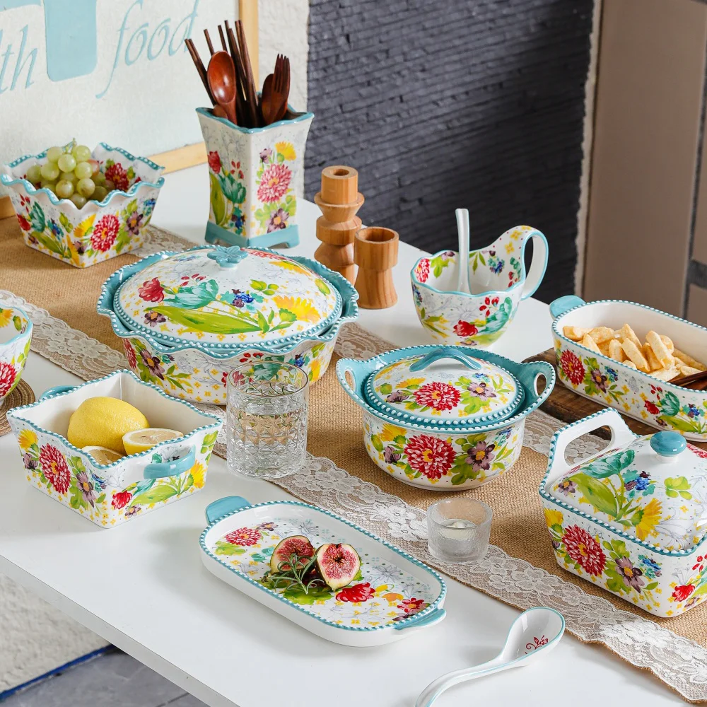 Country Garden Serveware - Turquoise garden