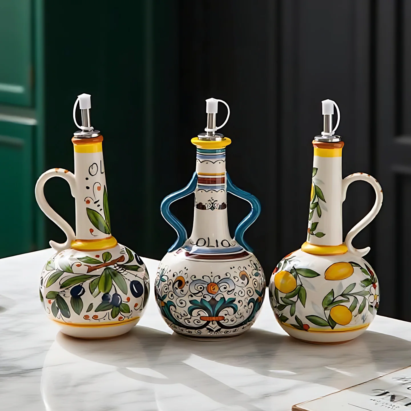 Deruta Style Oil Bottle - Terracotta