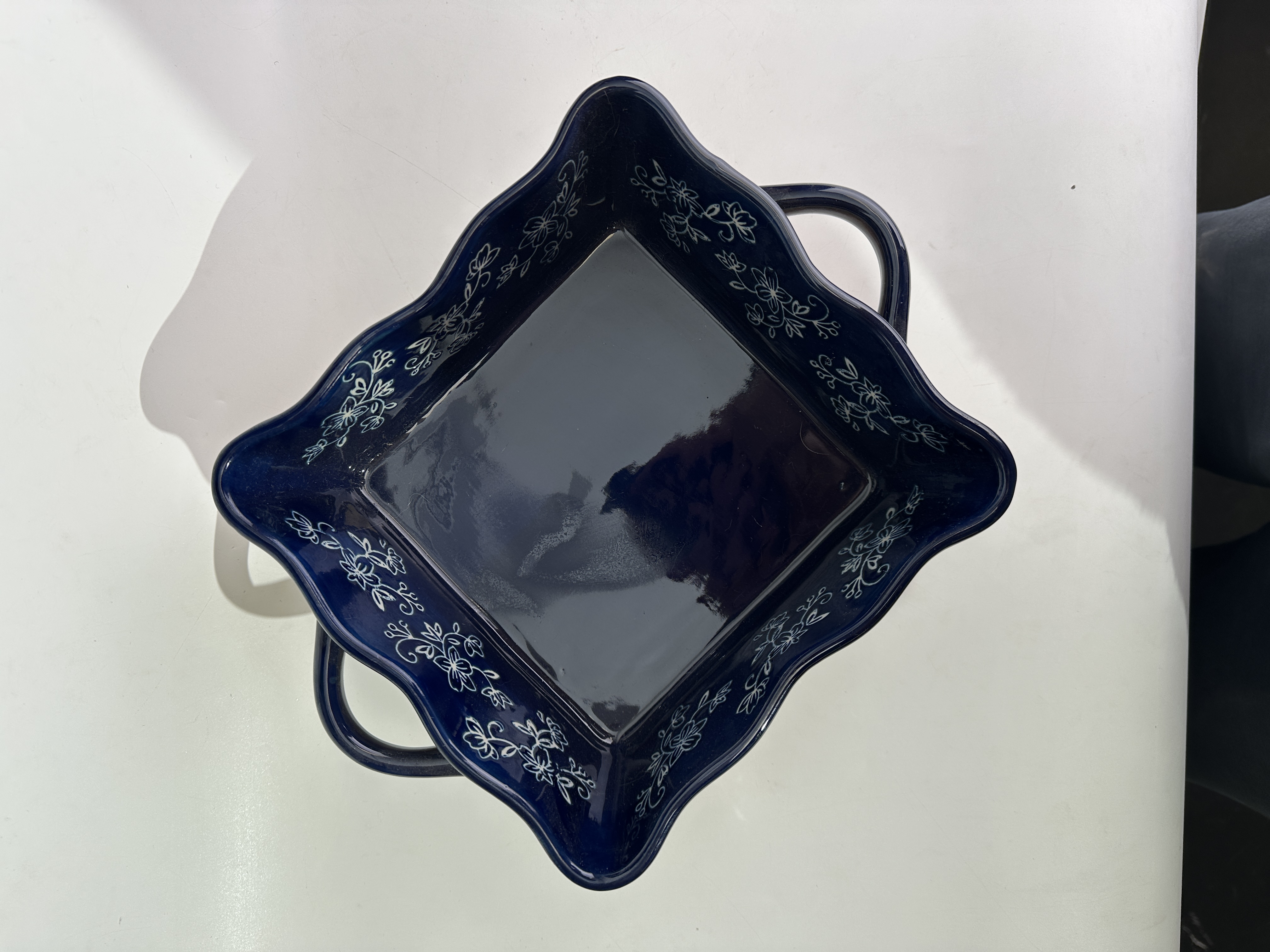 Relief collection ceramic tray photographed from above